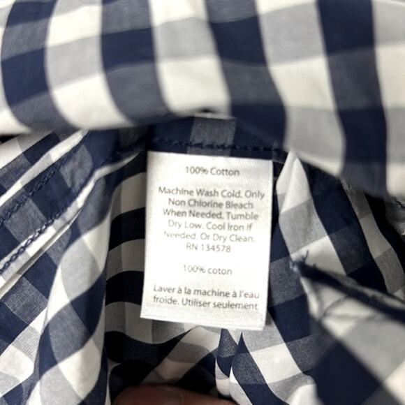 Vineyard Vines Gingham Chilmark Navy & White Relaxed Button-Down women’s size 2 - Picture 6 of 7